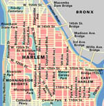Map of Harlem, Manhattan in New York City
